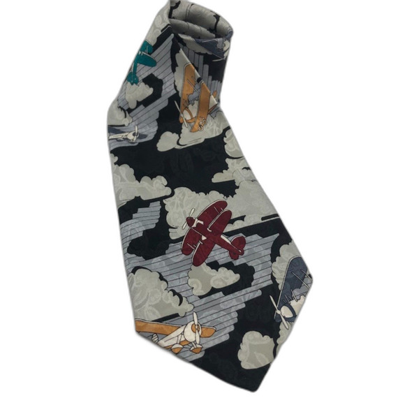Vintage Designs by A Rogers Mens Neck Tie Airplane Aviation Pilot Retro Neckwear - Picture 1 of 6